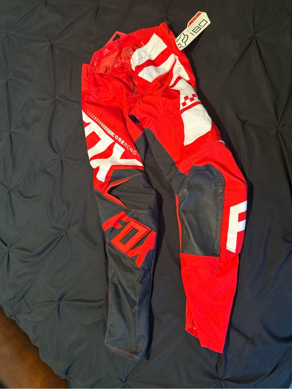 Off-roading Fox men Red and White Motocross Pants with Black Accents
